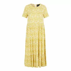 Bright White YELLOW FLOWERS PCDESSI SS MIDI DRESS D2D 17112991 fra Pieces