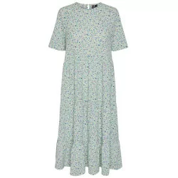 Paradise Green FLOWERS PCAVERY O-NECK MIDI DRESS 17145067 fra Pieces
