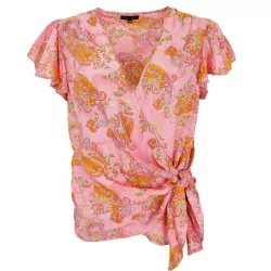Candy Rose BCLUNA S/S wrap flared blouse 39154 fra Black Colour