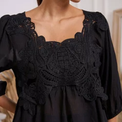 Black Marina blouse with lace 391426