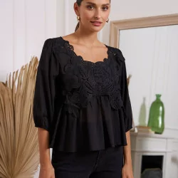 Black Marina blouse with lace 391426