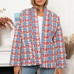Red graphic print quilted jacket 391429 Penelope