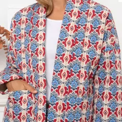 Red graphic print quilted jacket 391429 Penelope