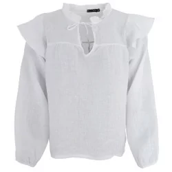 White BCMELINA frill blouse 40617 fra Black Colour